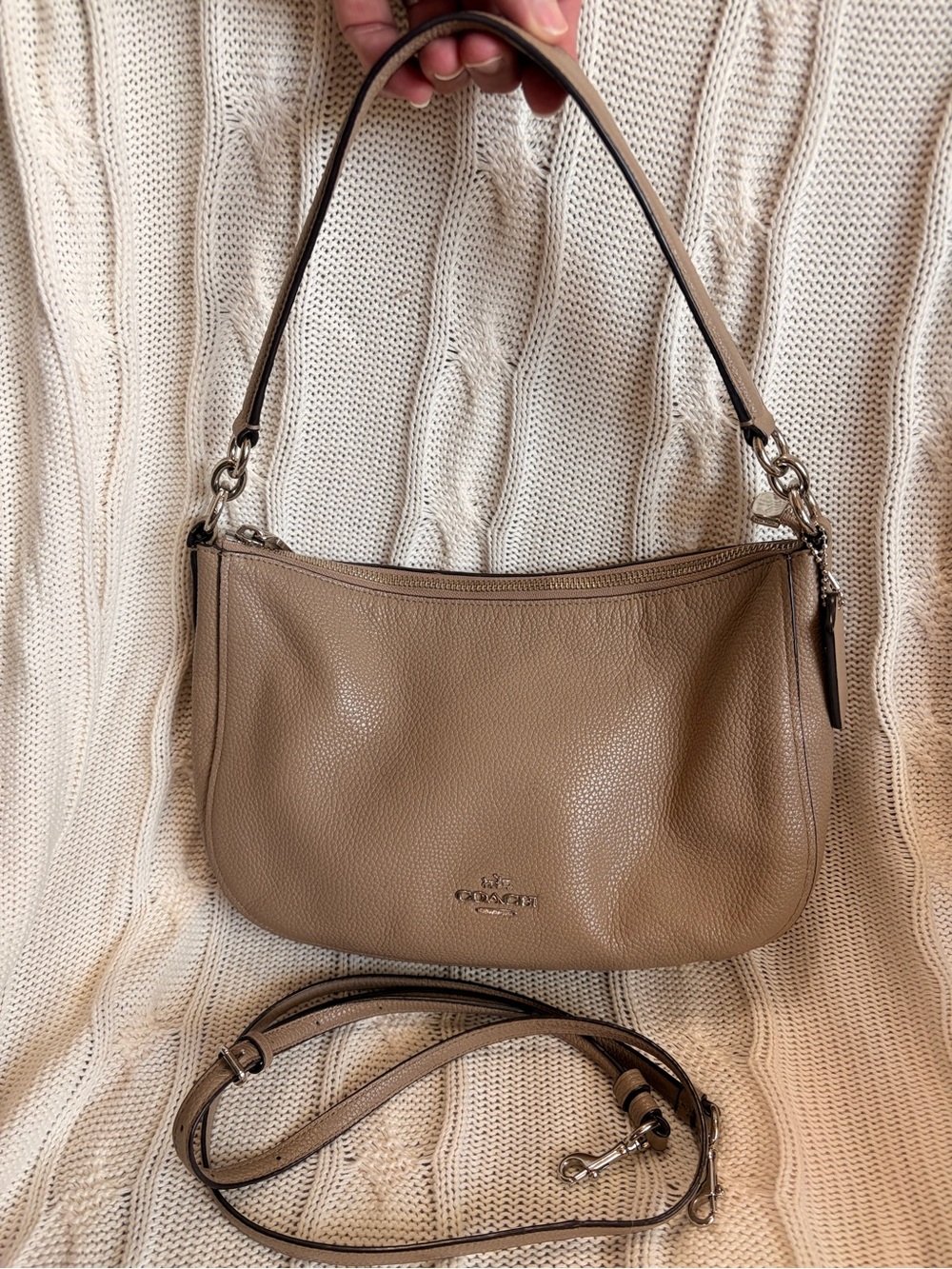 Coach Chelsea Tan Leather Shoulder Bag with Removable Strap